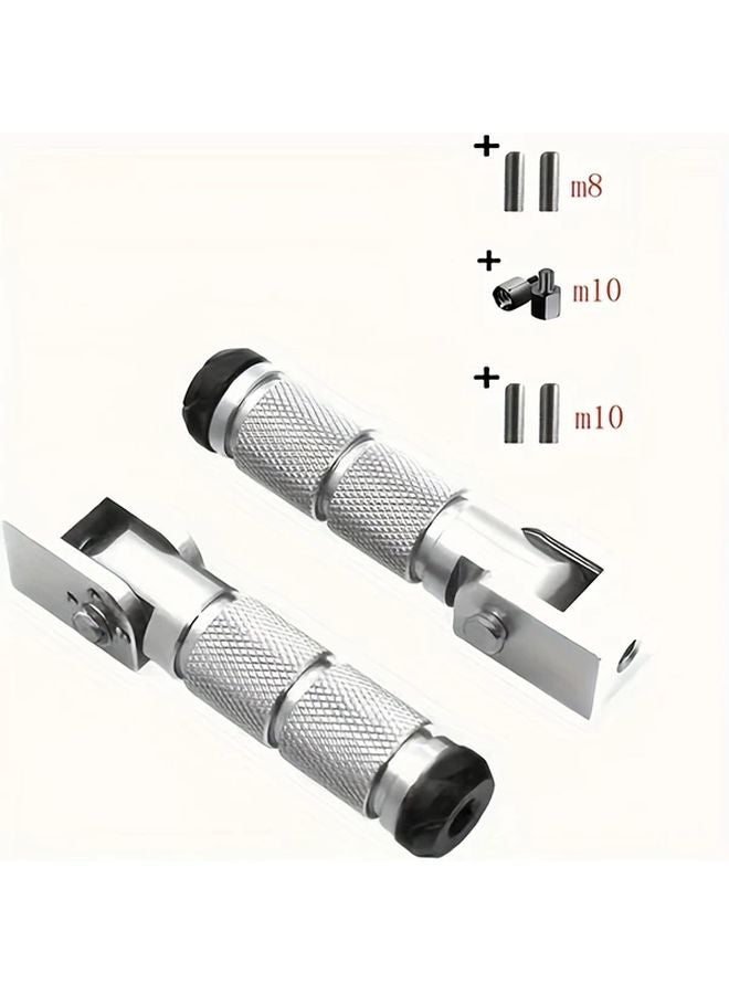 Universal Red Motorcycle Foot Pegs 90 Degree Folding Pedals 8MM 10MM Support Bars - Image 2